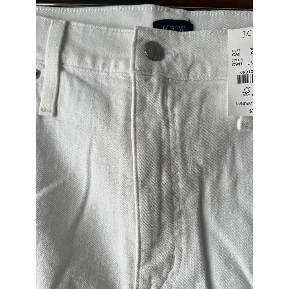 NWT J. Crew Women's Classic Fit Denim Rolled Hem Cut-Off Shorts White Size 31